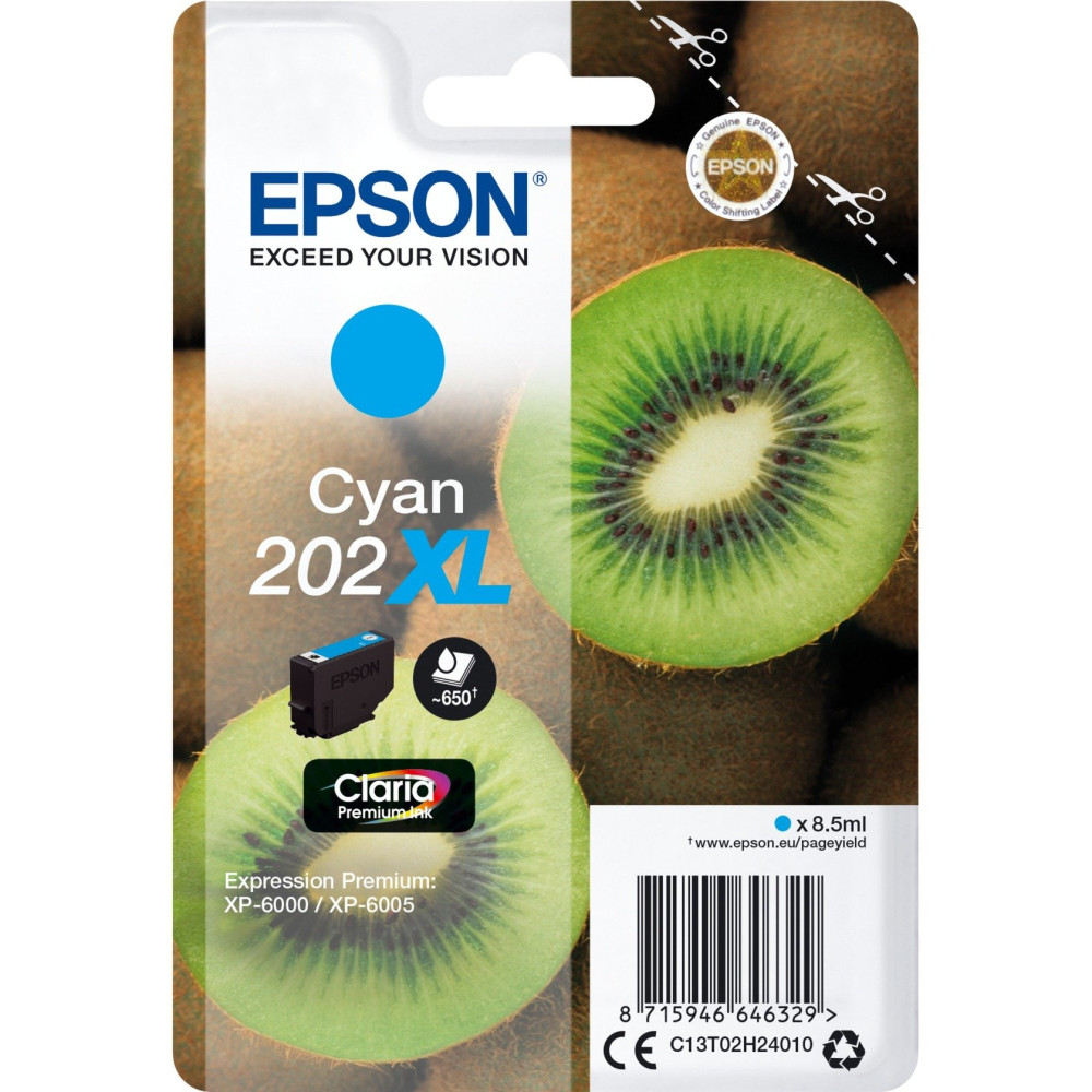 Epson Kiwi Singlepack Cyan 202XL Claria Premium Ink, Inchiostro