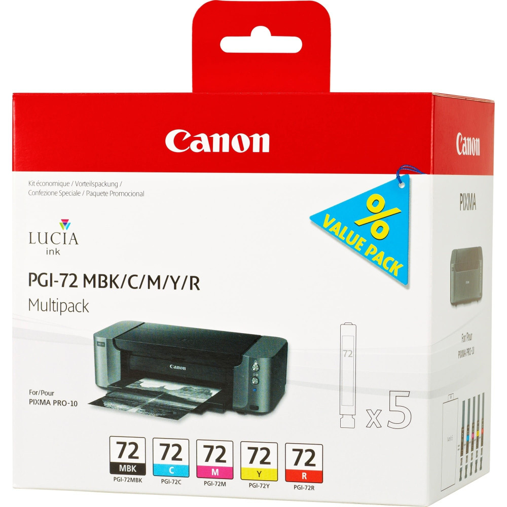 Canon 5 Cartucce d'inchiostro Multipack PGI-72 MBK/C/M/Y/R