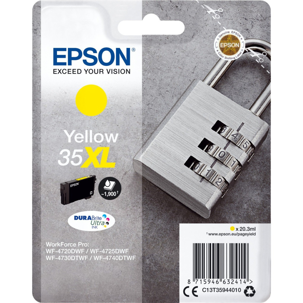Epson Padlock Singlepack Yellow 35XL DURABrite Ultra Ink, Inchiostro
