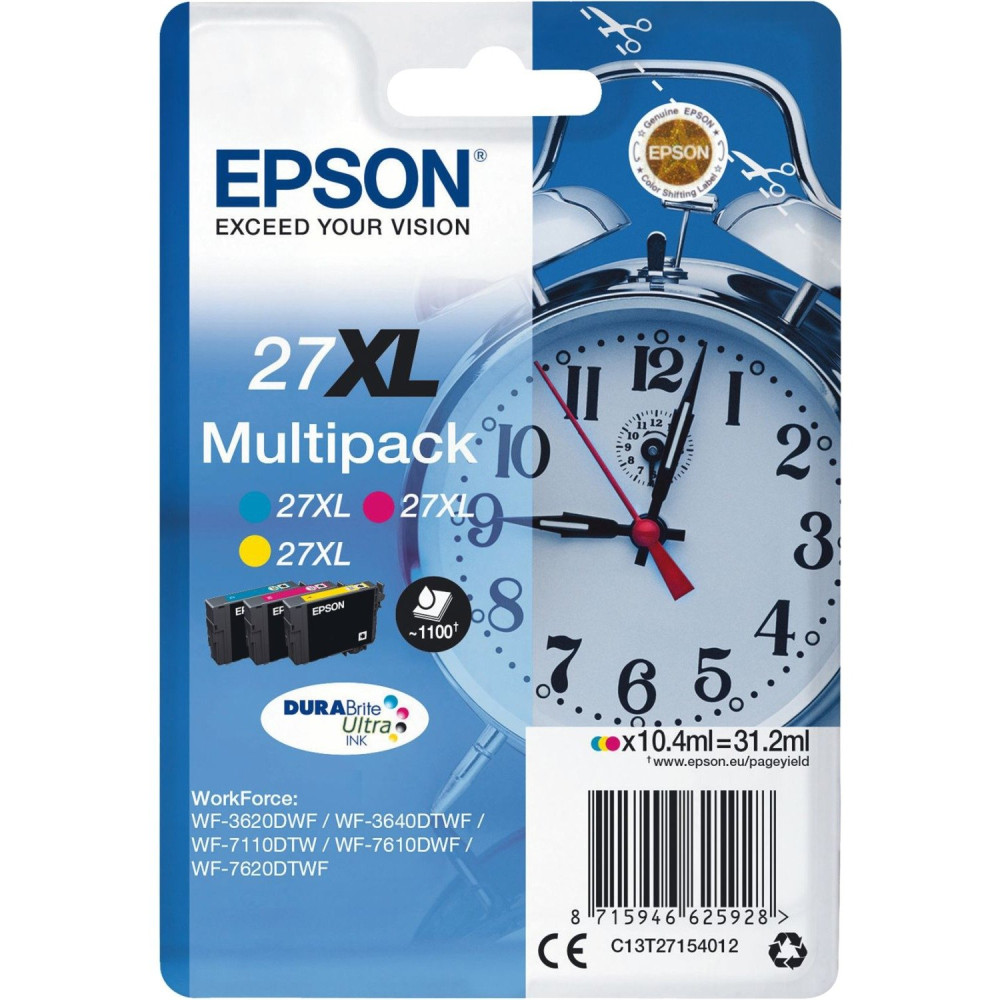 Epson Alarm clock Multipack Sveglia 3 colori Inchiostri DURABrite Ultra 27XL, Inchiostro