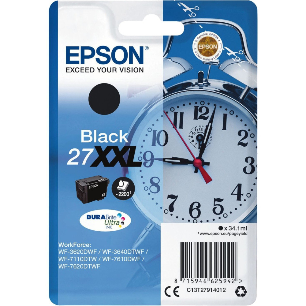 Epson Alarm clock Cartuccia Sveglia Nero Inchiostri DURABrite Ultra 27XXL, Inchiostro