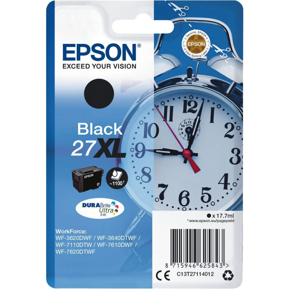 Epson Alarm clock Cartuccia Sveglia Nero Inchiostri DURABrite Ultra 27XL, Inchiostro
