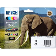 Epson Elephant Multipack 6-colours 24XL Claria Photo HD Ink, Inchiostro