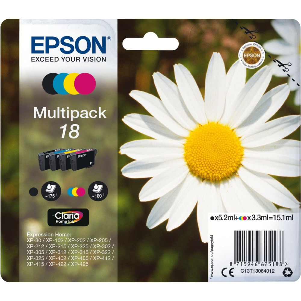 Epson Daisy Multipack Margherita 4 colori Inchiostri Claria Home 18, Inchiostro