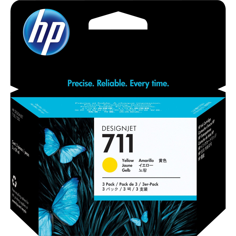 HP Confezione da 3 cartucce di inchiostro giallo DesignJet 711, 29 ml