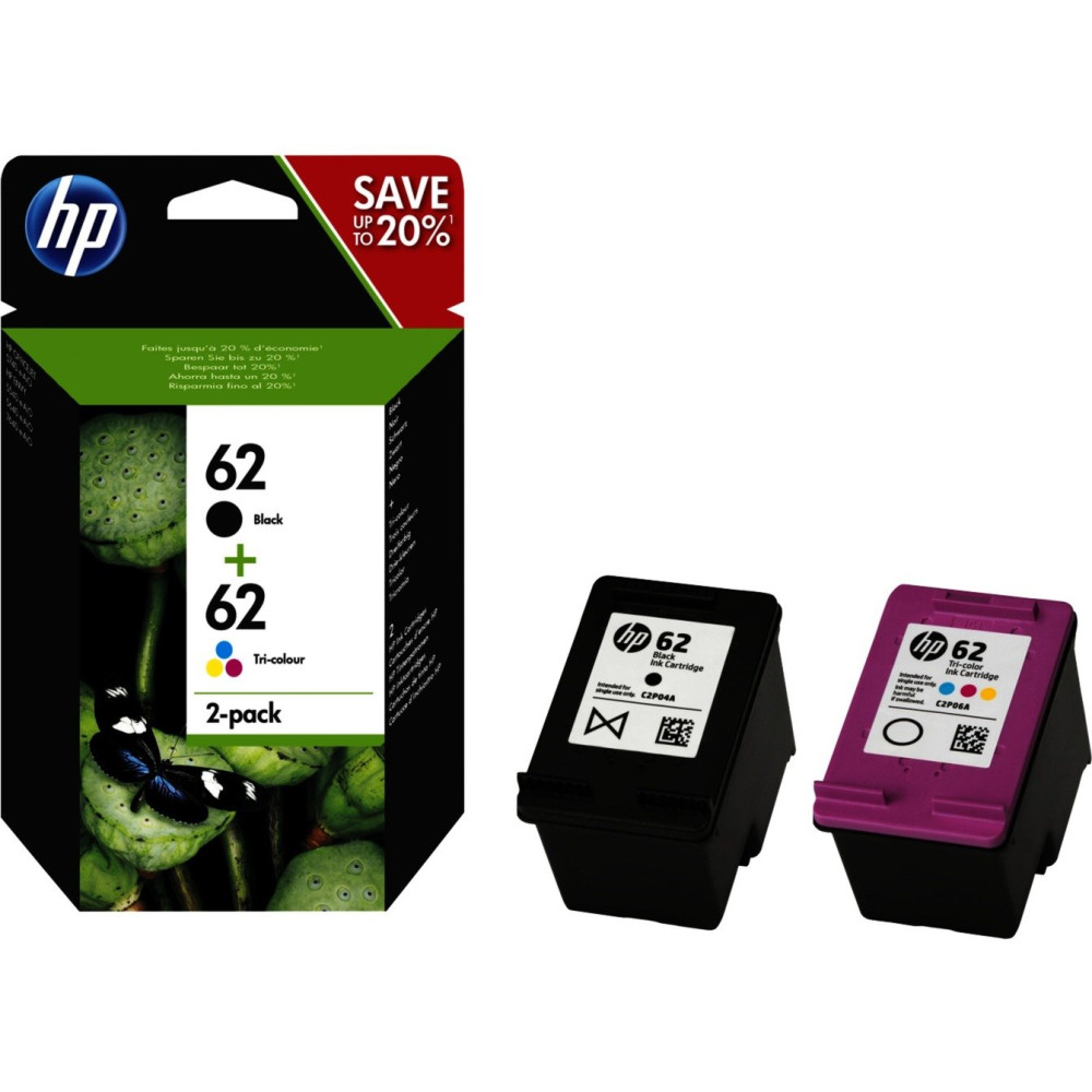 HP Confezione da 2 cartucce originali di inchiostro nero/tricromia 62
