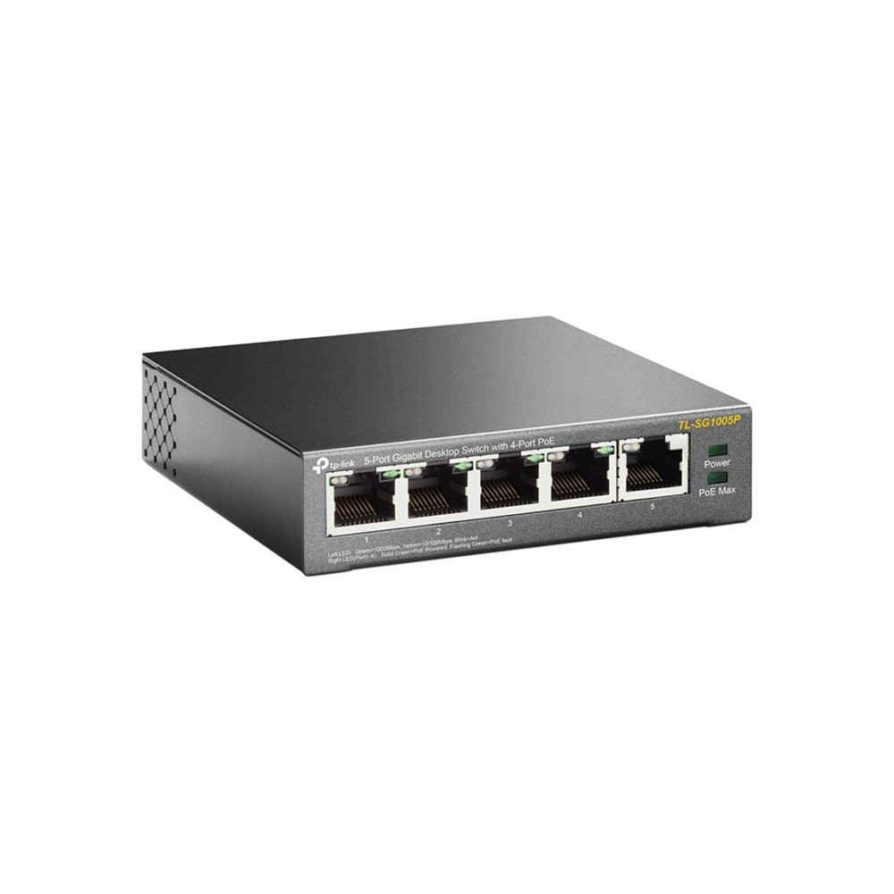 TP-Link TL-SG1005P Non gestito Gigabit Ethernet (10/100/1000) Supporto Power over Ethernet (PoE) Nero, Interruttore