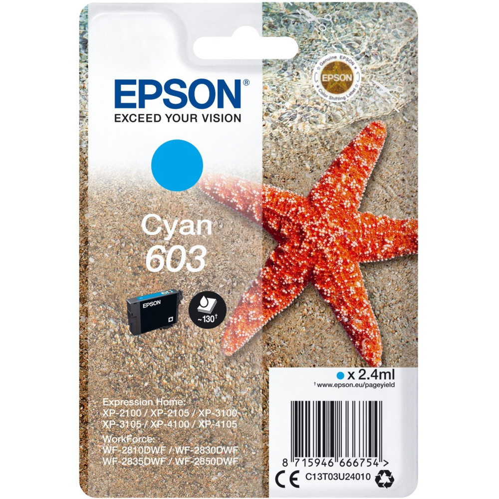 Epson Singlepack Cyan 603 Ink, Inchiostro