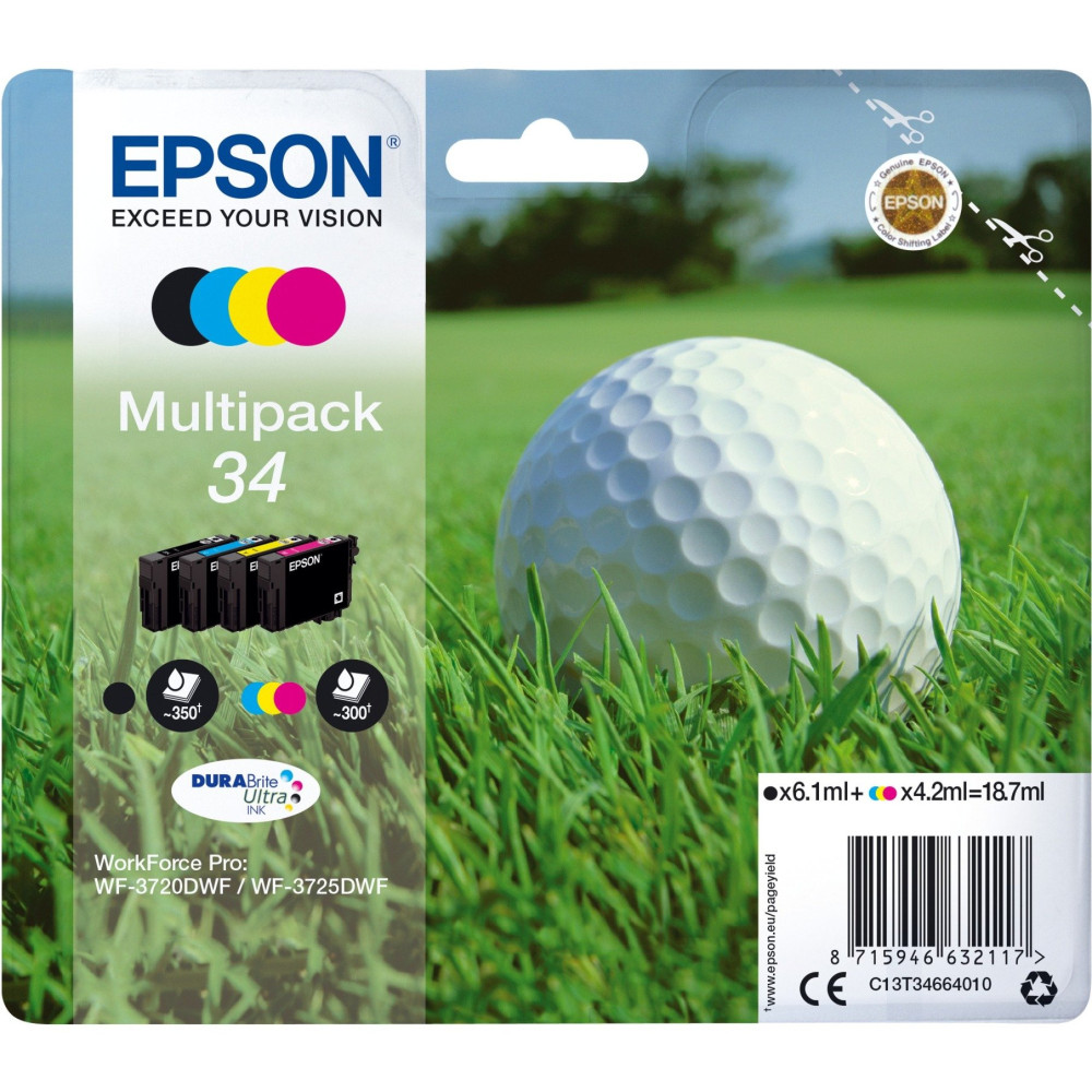 Epson Golf ball Multipack 4-colours 34 DURABrite Ultra Ink, Inchiostro