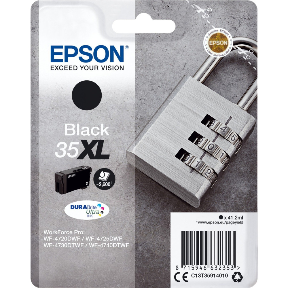 Epson Padlock Singlepack Black 35XL DURABrite Ultra Ink, Inchiostro