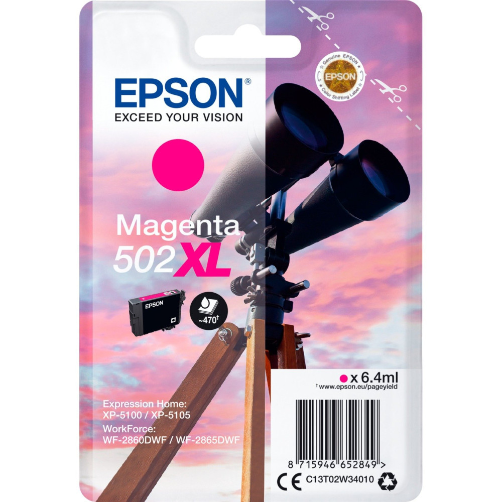 Epson Singlepack Magenta 502XL Ink, Inchiostro