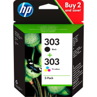 HP Confezione da 2 cartucce di inchiostro nero/in tricromia originali 303
