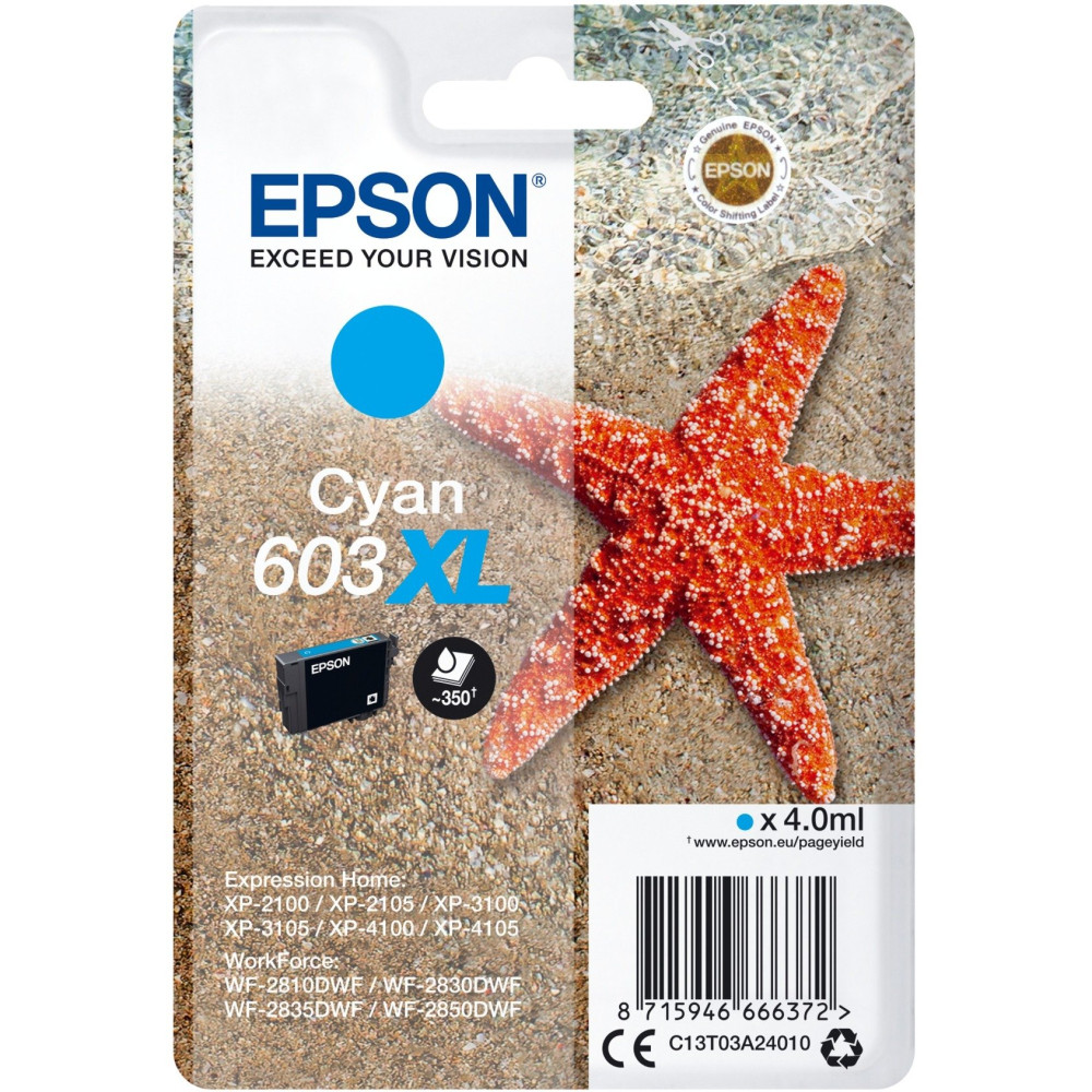 Epson Singlepack Cyan 603XL Ink, Inchiostro