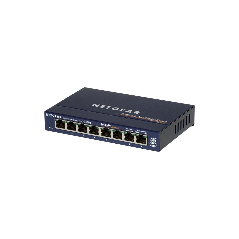 Netgear GS108GE switch di rete Non gestito Gigabit Ethernet (10/100/1000) Blu, Interruttore