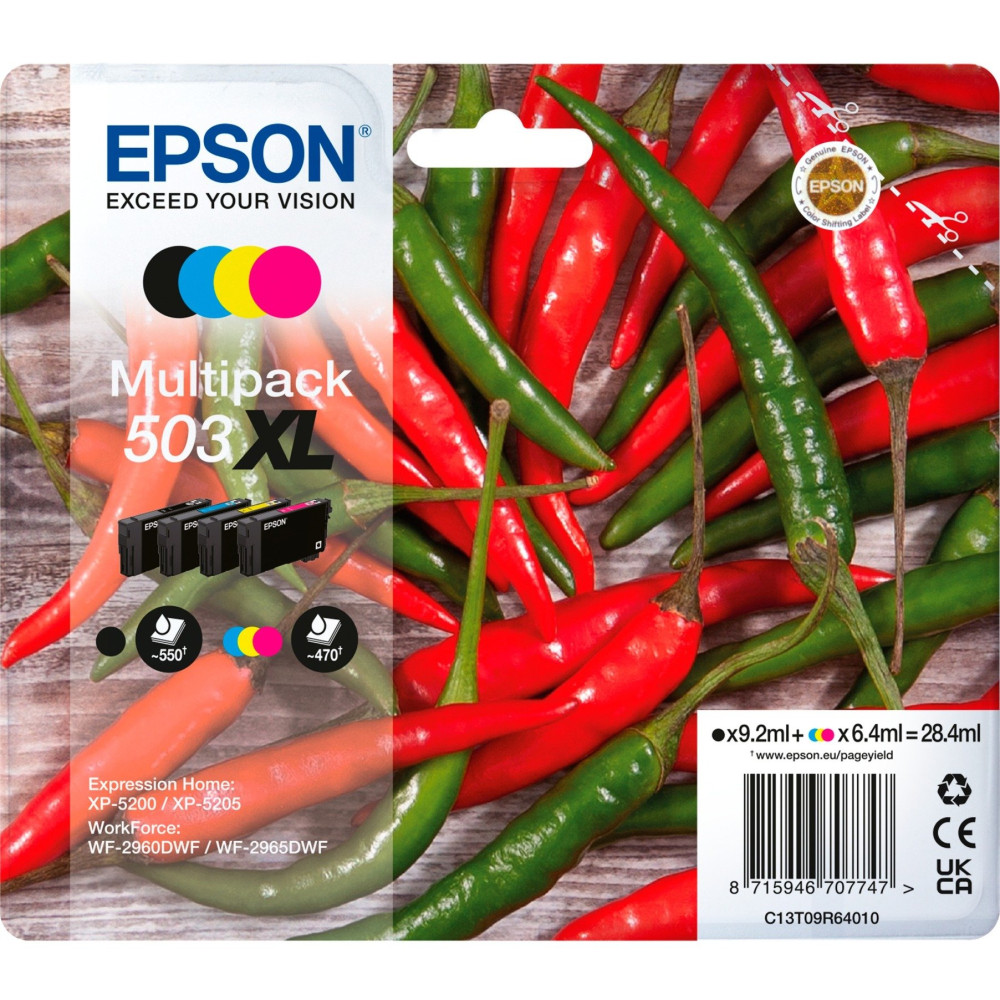 Epson 503XL cartuccia d'inchiostro 4 pz Originale Resa elevata (XL) Nero, Ciano, Magenta, Giallo