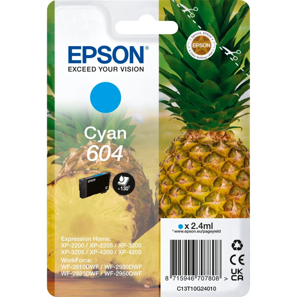 Epson 604 cartuccia d'inchiostro 1 pz Originale Resa standard Ciano