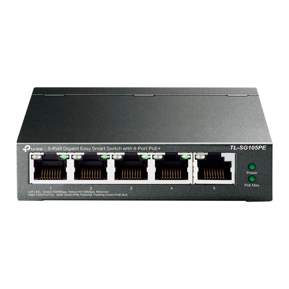 TP-Link TL-SG105PE switch di rete Gestito L2 Gigabit Ethernet (10/100/1000) Supporto Power over Ethernet (PoE) Nero, Interruttor