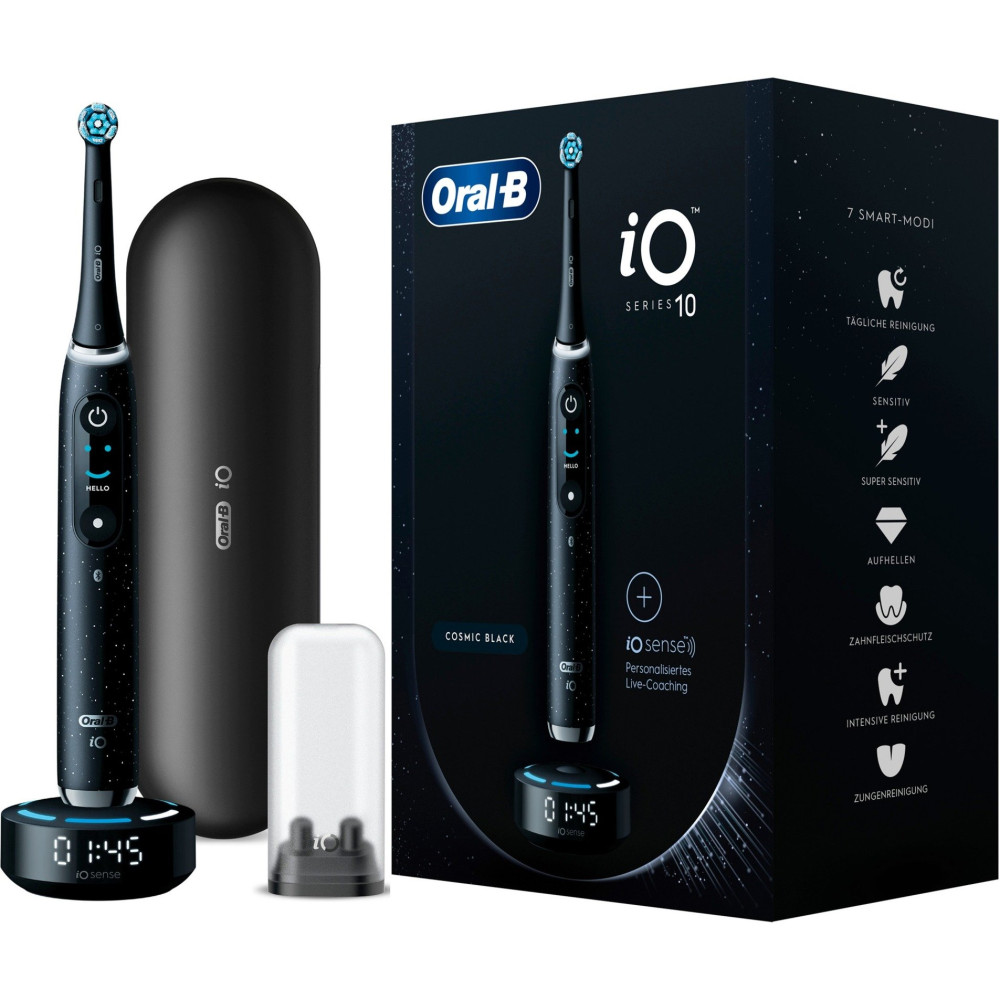 Braun iO Series 10 Adulto Spazzolino rotante-oscillante Nero, Spazzolino da denti elettrico