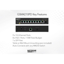 Netgear GSM4210PD-100EUS switch di rete Gestito L2/L3 Gigabit Ethernet (10/100/1000) Supporto Power over Ethernet (PoE) Nero, In