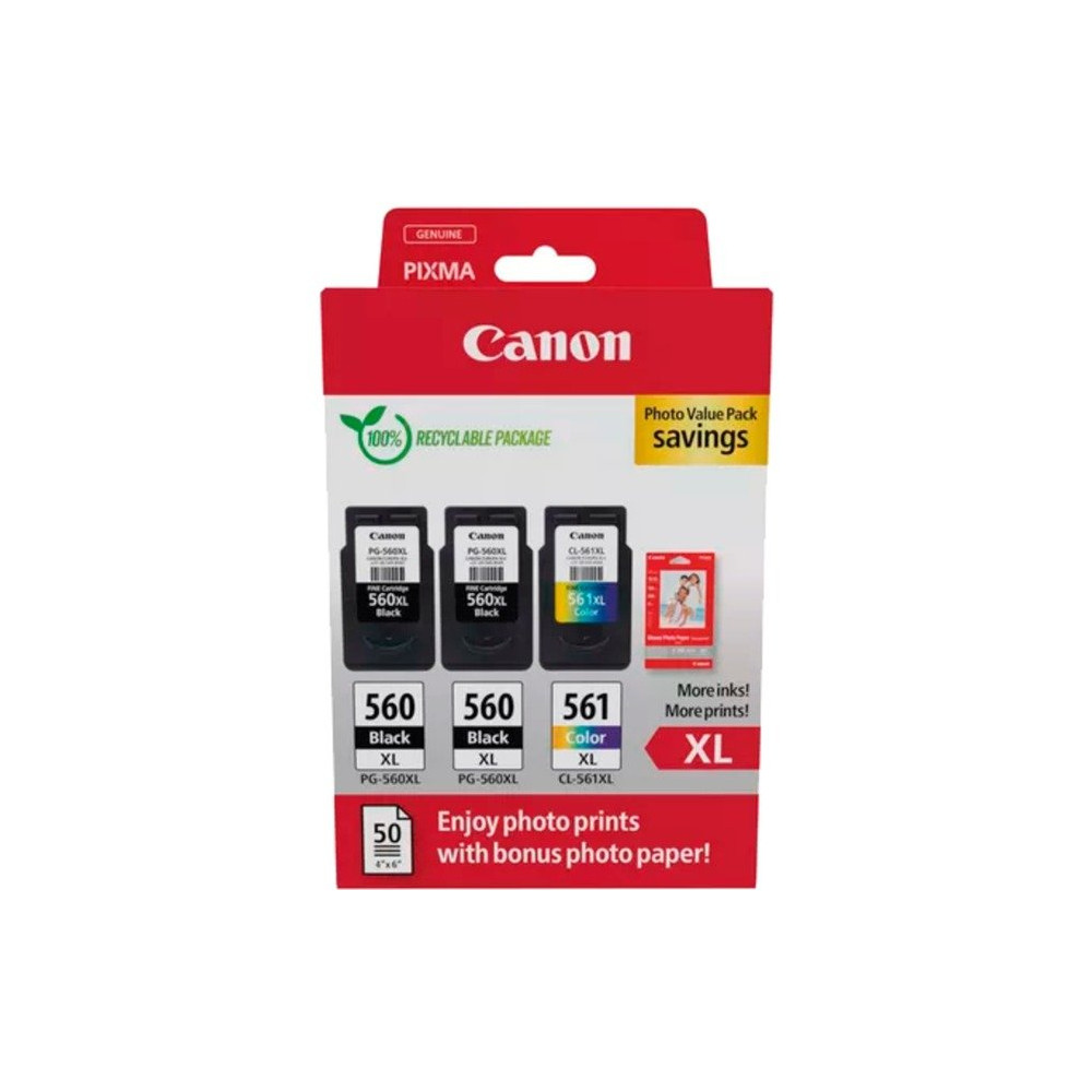 Canon 3712C012 cartuccia d'inchiostro 3 pz Originale Resa elevata (XL) Nero, Ciano, Magenta, Giallo