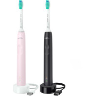 Philips Sonicare serie 3100 Spazzolini Elettrici Sonici, confezione da 1 Spazzolino Rosa e 1 Spazzolino Nero HX3675/15, Spazzoli
