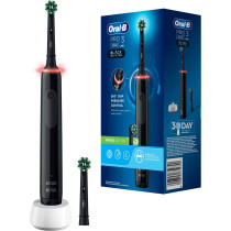 Braun Pro 3 Spazzolino Elettrico Ricaricabile Nero Pro3 3000, 2 Testine, 1 Spazzolino, Spazzolino da denti elettrico