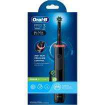 Braun Pro 3 Spazzolino Elettrico Ricaricabile Nero Pro3 3000, 2 Testine, 1 Spazzolino, Spazzolino da denti elettrico