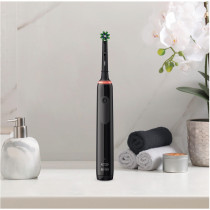 Braun Pro 3 Spazzolino Elettrico Ricaricabile Nero Pro3 3000, 2 Testine, 1 Spazzolino, Spazzolino da denti elettrico