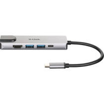 D-Link DUB-M520 replicatore di porte e docking station per laptop Cablato Thunderbolt 3 Alluminio, Hub USB