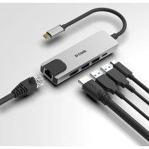 D-Link DUB-M520 replicatore di porte e docking station per laptop Cablato Thunderbolt 3 Alluminio, Hub USB