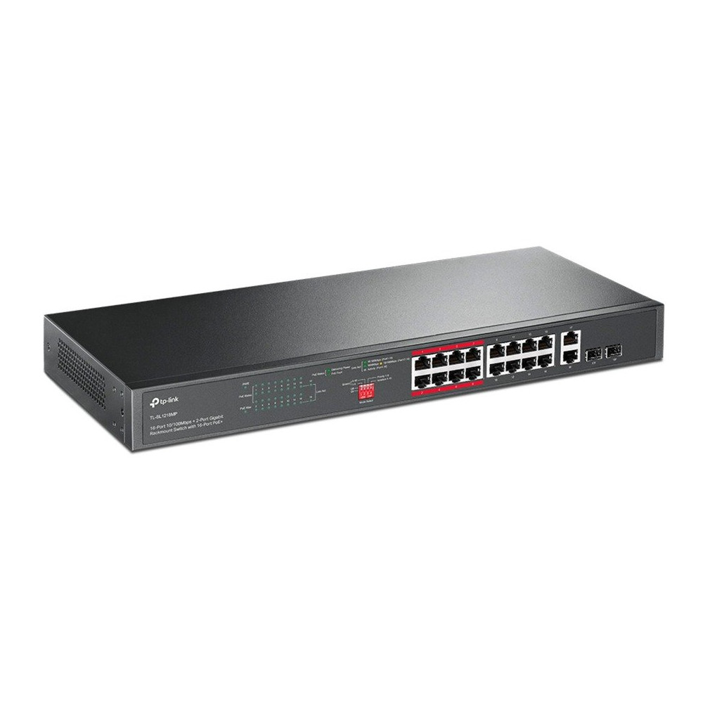 TP-Link TL-SL1218MP switch di rete Non gestito Fast Ethernet (10/100) Supporto Power over Ethernet (PoE) Nero, Interruttore