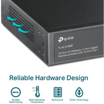 TP-Link TL-SL1218MP switch di rete Non gestito Fast Ethernet (10/100) Supporto Power over Ethernet (PoE) Nero, Interruttore
