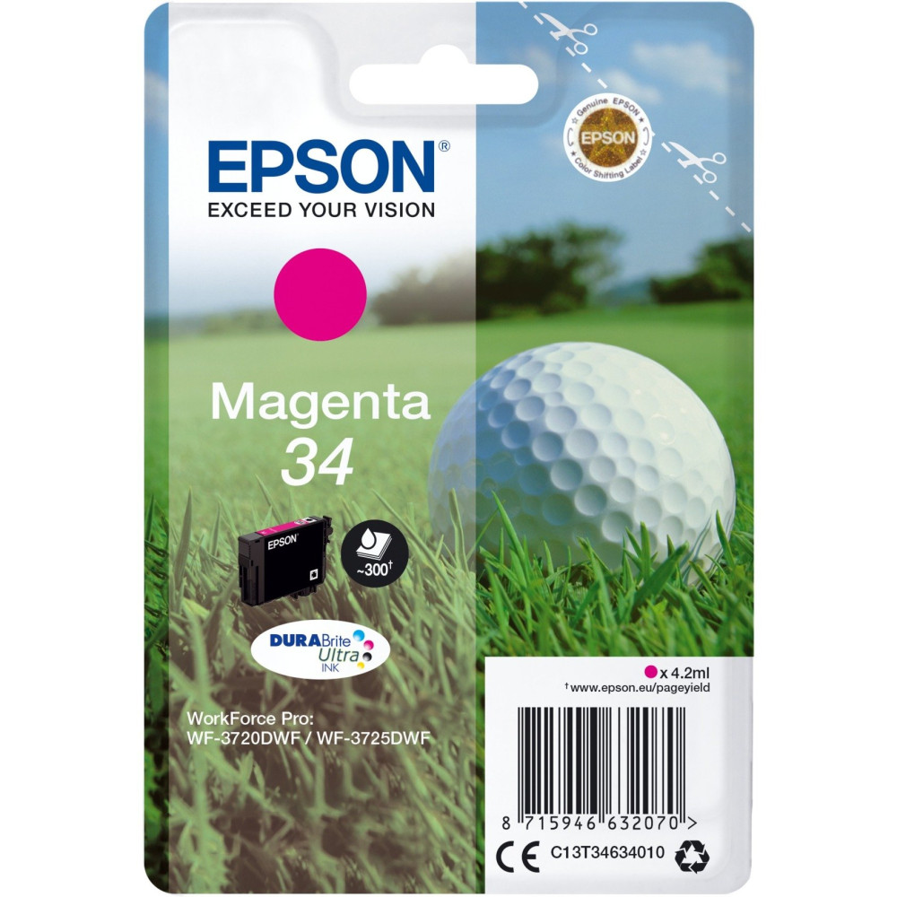 Epson Golf ball Singlepack Magenta 34 DURABrite Ultra Ink, Inchiostro