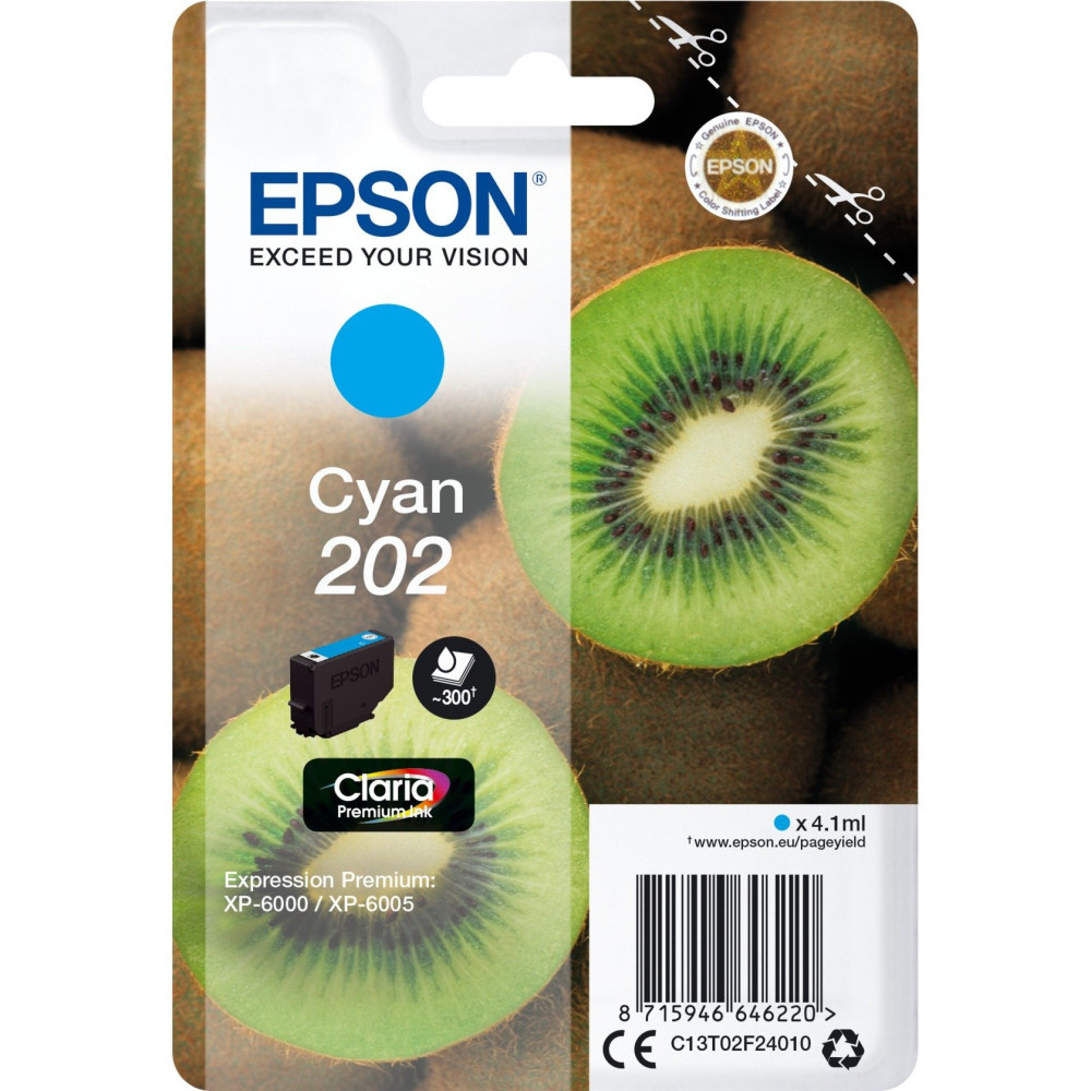 Epson Kiwi Singlepack Cyan 202 Claria Premium Ink, Inchiostro
