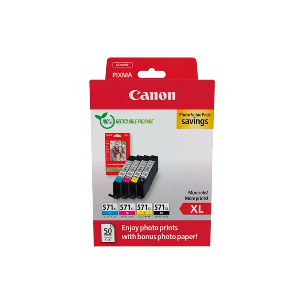 Canon 0332C006 cartuccia d'inchiostro 4 pz Originale Resa elevata (XL) Nero, Ciano, Magenta, Giallo