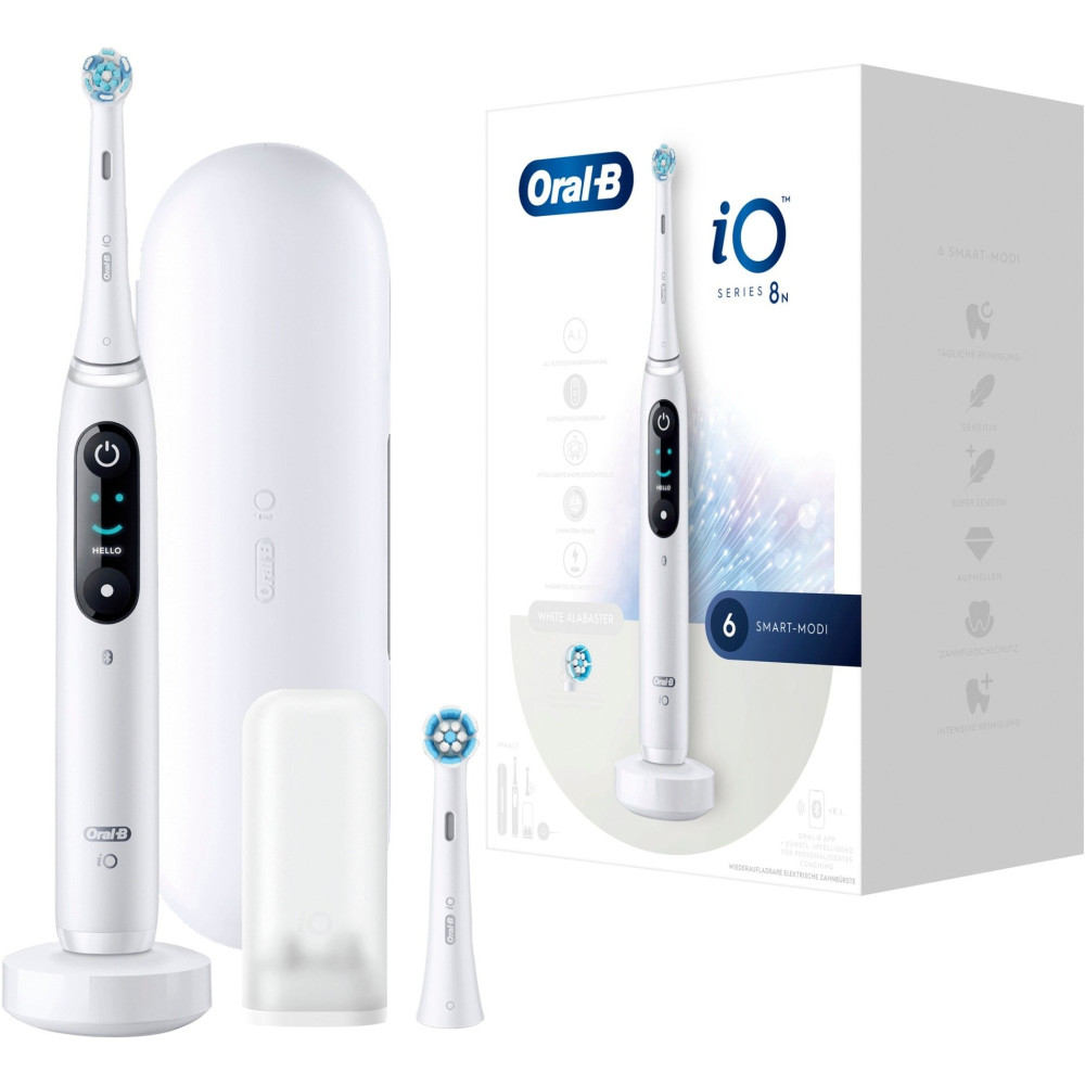 Braun iO Series 8N Adulto Spazzolino a vibrazione Bianco, Spazzolino da denti elettrico