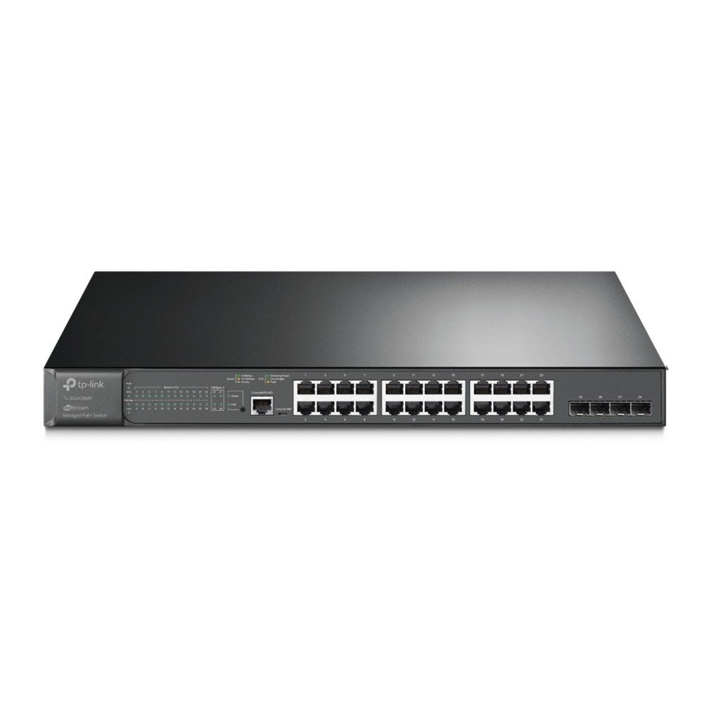 TP-Link Omada SG3428MP switch di rete Gestito L2+ Gigabit Ethernet (10/100/1000) Supporto Power over Ethernet (PoE) 1U Nero, Int