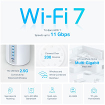 TP-Link Deco BE65 Tri-band (2,4 GHz/5 GHz/6 GHz) Wi-Fi 7 (802.11be) Bianco 4 Interno, Router