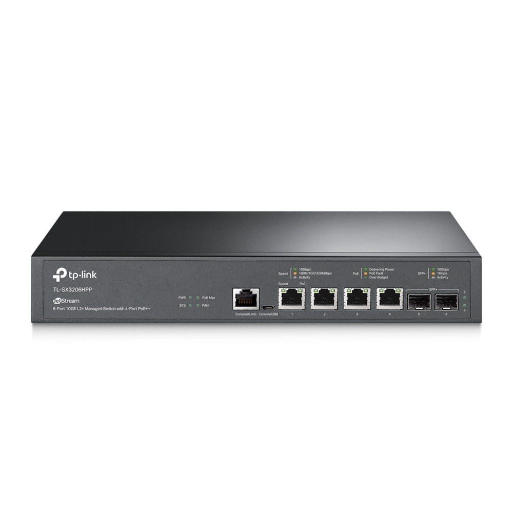 TP-Link JetStream TL-SX3206HPP switch di rete Gestito L2+ 10G Ethernet (100/1000/10000) Supporto Power over Ethernet (PoE) Nero
