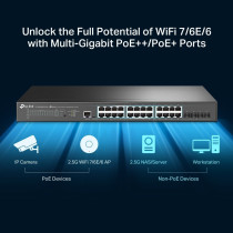 TP-Link JetStream TL-SG3428XPP-M2 switch di rete Gestito L2+ 2.5G Ethernet (100/1000/2500) Supporto Power over Ethernet (PoE) 1U