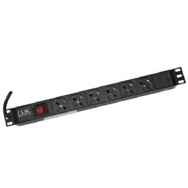 LINK MULTIPRESA RACK 19 6 PRESE UNIVERSALI CON INTERRUTTORE COLORE NERO - LK10060