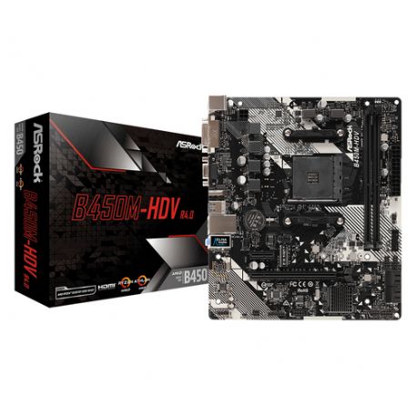 ASROCK MB AMD B450, B450M-HDV R4.0 2DDR4 PCI-E X16 M2 DVI/HDMI MATX - B450M-HDV R4.0