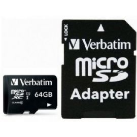 VERBATIM MICRO SDXC CARD 64GB CLASS 10 INC ADAPTER - 44084
