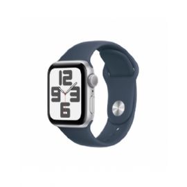 Apple Watch SE GPS 40mm Silver Aluminium Case with Storm Blue Sport Band - S/M - MRE13QL/A