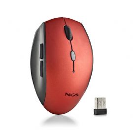 NGS MOUSE ROSSO ERGONOMICO SENZAFILI E BOTTONI SILENZIOSI - BEERED