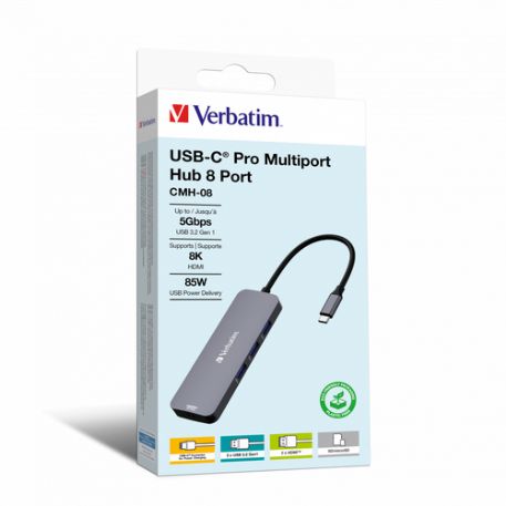 VERBATIM USB-C PRO MULTIPORTE HUB 8 IN 1 HDMI 8K PD 85W - 32151