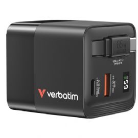 VERBATIM ALIMENTATORE GAN CHARGER DA MURO 65W 2 PORTE CON CAVO INCORPORATO - 32217